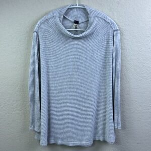 We The Free People Top Womens XS Gray Lover Rib Thermal Split Back‎ Cowl Sweater